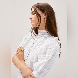 Mango, Puff-sleeved embroidered dress, size 4